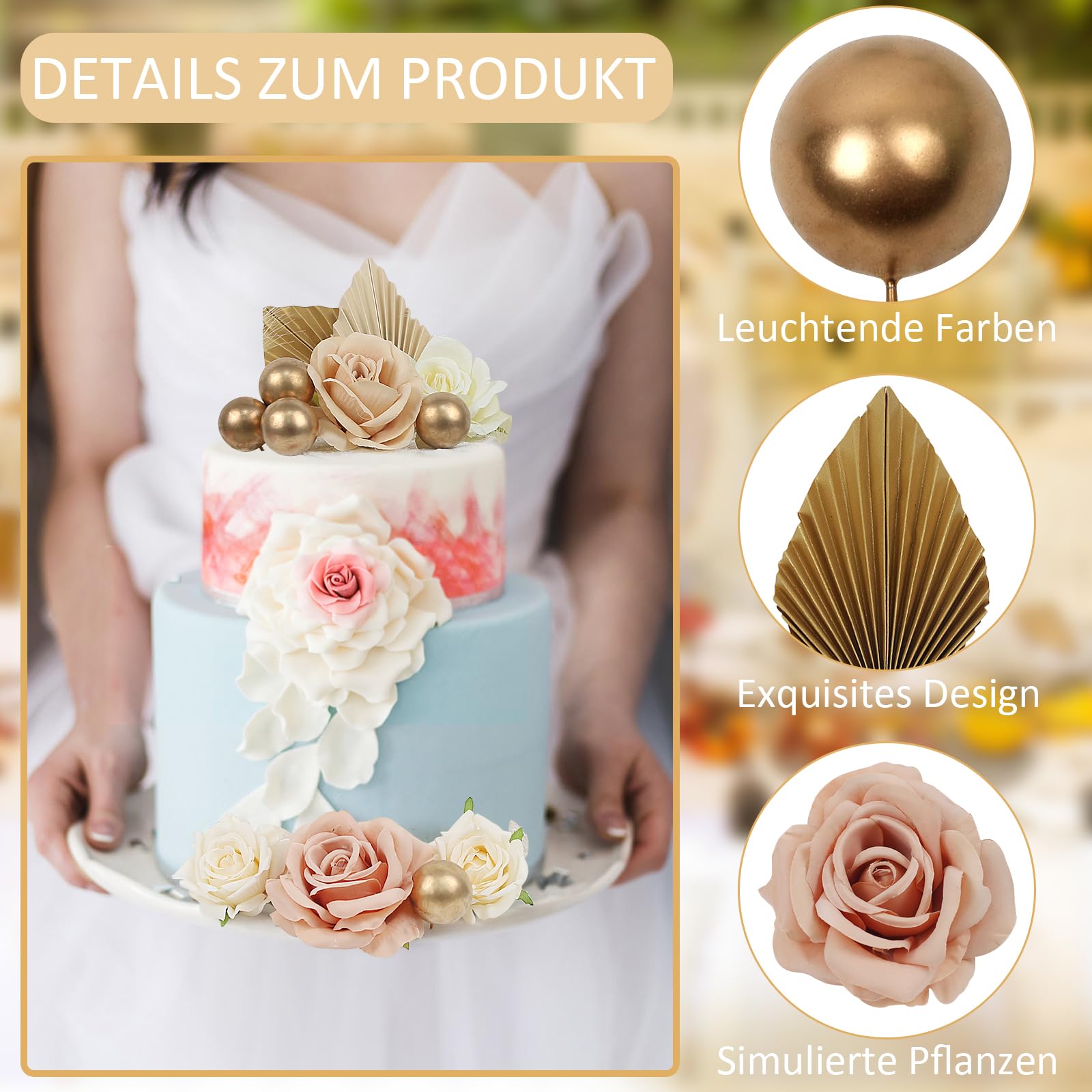 Srvauyea Tortendeko Blumen Set 28-teilig - Boho Deko Für Geburtstagstorten