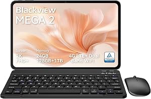 Blackview 12 inch Tablet Android 15,Android Gaming Tablet with Keyboard,24GB+128GB/2TB, Gemini AI with Pen, 2K FHD+ Display, 9000mAh/18W, Widevine L1, 5G WiFi, GPS (Gray, 128, GB)