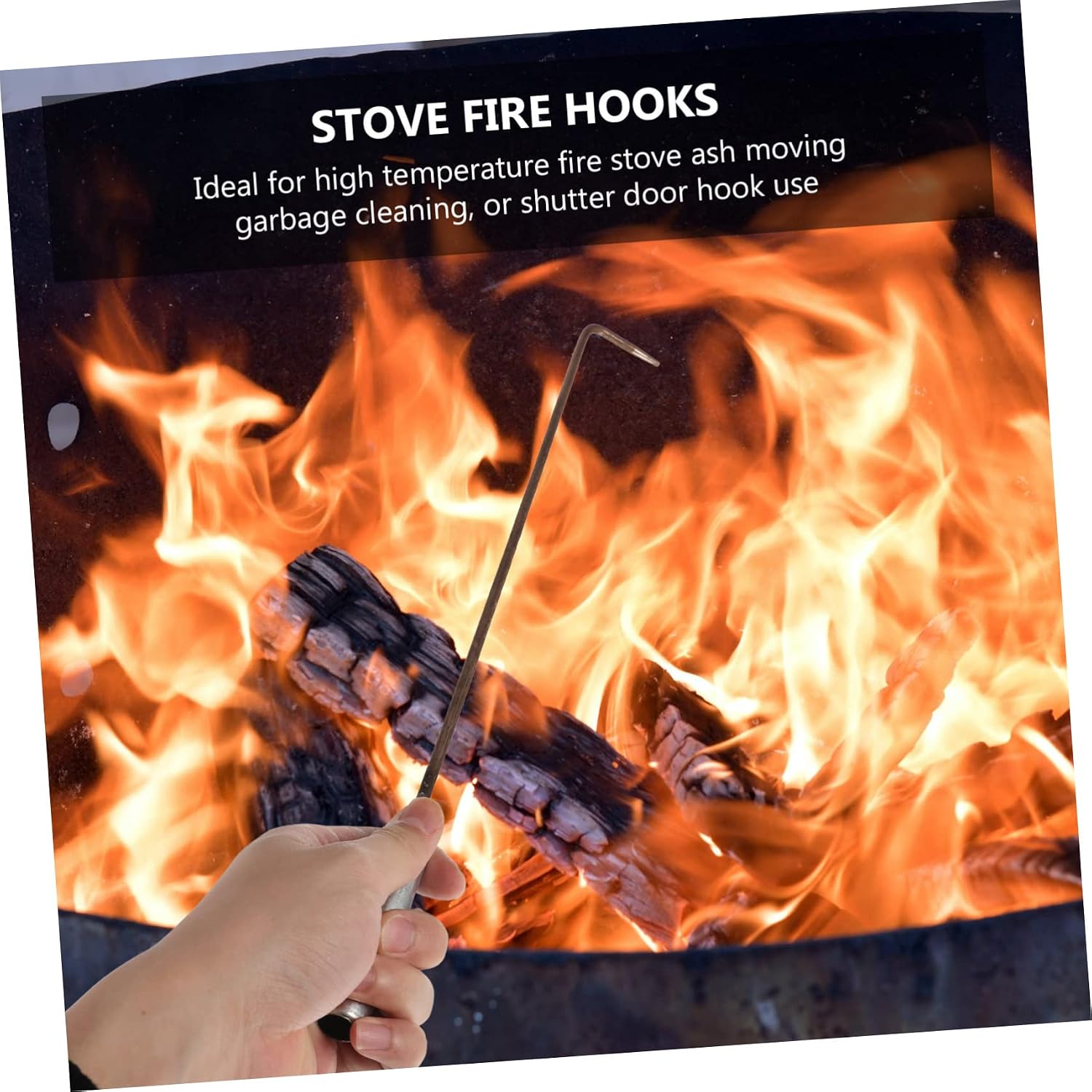 KOMBIUDA 4pcs Stainless Steel Fire Pit Poker Handle for BBQ and Campfire Comfortable Fire Hooks for Indoor and Outdoor Use