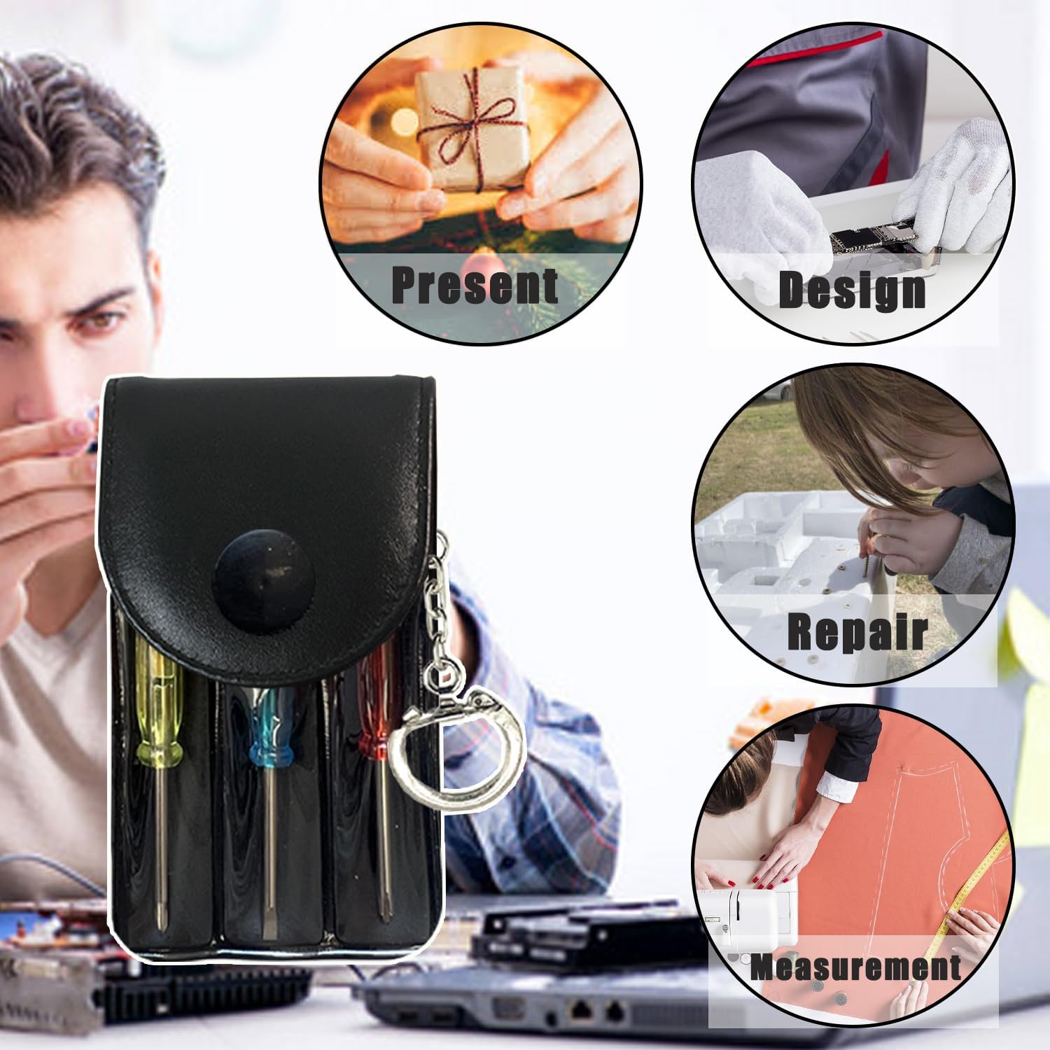 Bulk Pack Mini Screwdriver Keychain Set – 24 Sets of Handy 3-Piece Screwdrivers in a Snap-Closure Pouch with Hook, Perfect for Men, Tool Party Favors, Christmas Gifts, and Birthday Presents - Image 3