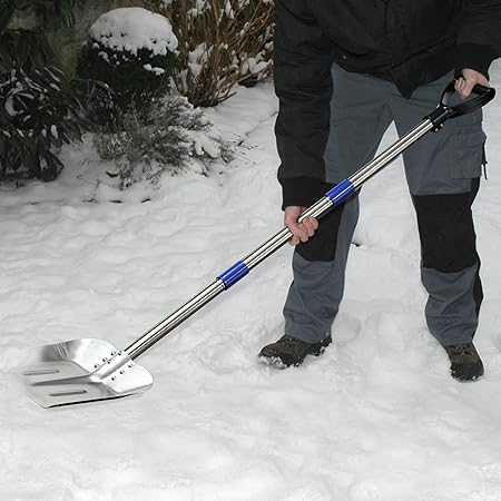 Review Aluminum Snow Shovel for Snow Removal, 55 inch Long 10.3” Wide Heavy Duty Snow Shovel for Driveway,Lightweight Emergency Shovels with D Grisp Handle for Car,Walkway,Decking,Collapsible Scoop