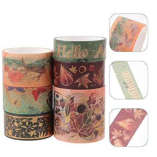 Miniatura 4 de 6 rollos de calcomanías de decoración de otoño para álbum de recortes, cinta adhesiva de decoración retro, cinta de papel DIY, cintas decorativas