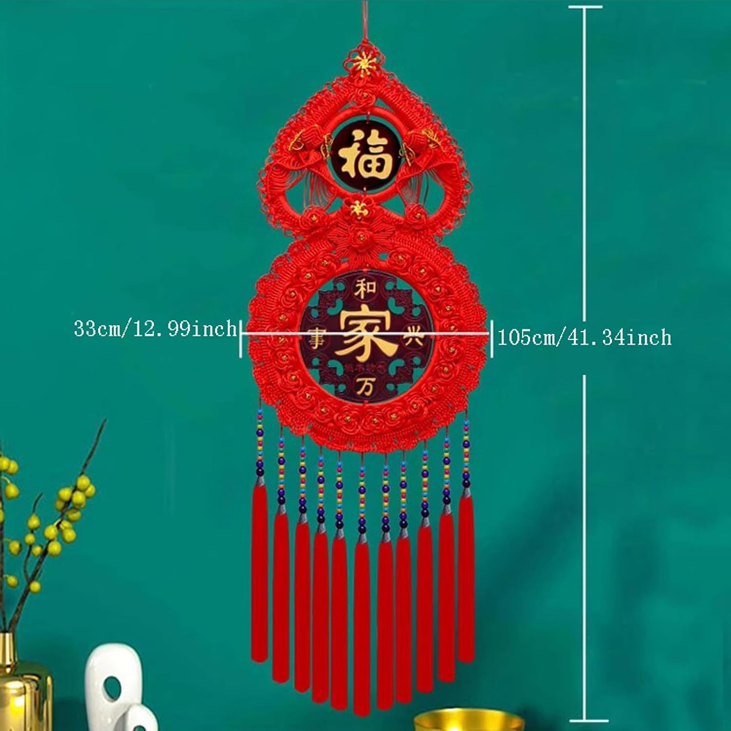 Chinese New Year Knot Chinese New Year Decorations, Red Chinese Knot Pumpkin Pendant, Chinese Lucky Hanging Ornaments for New Year, Home Office Chinese Festival Tassel Pendant (