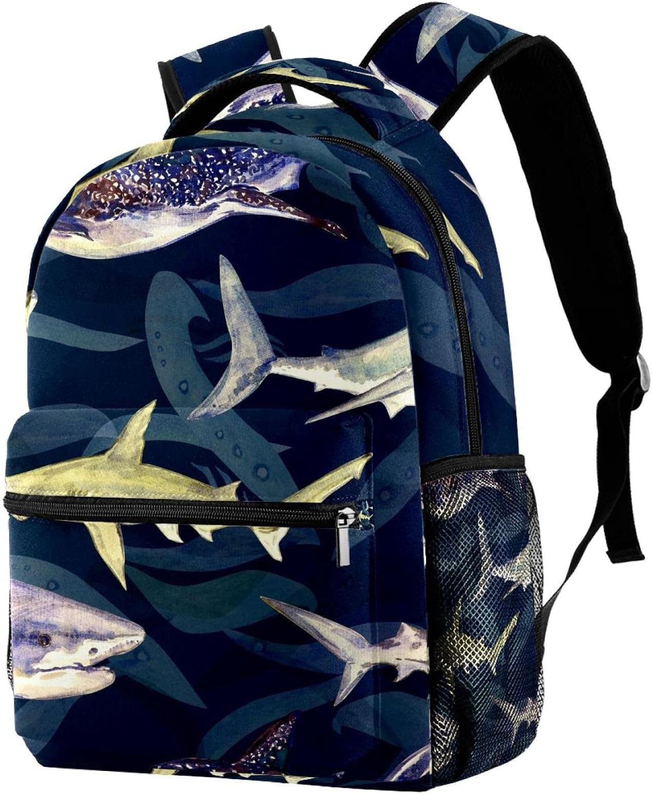 NiaocpwyOcean Sharks Backpack For Middle School Student, Durable Daypack With Adjustable Strap