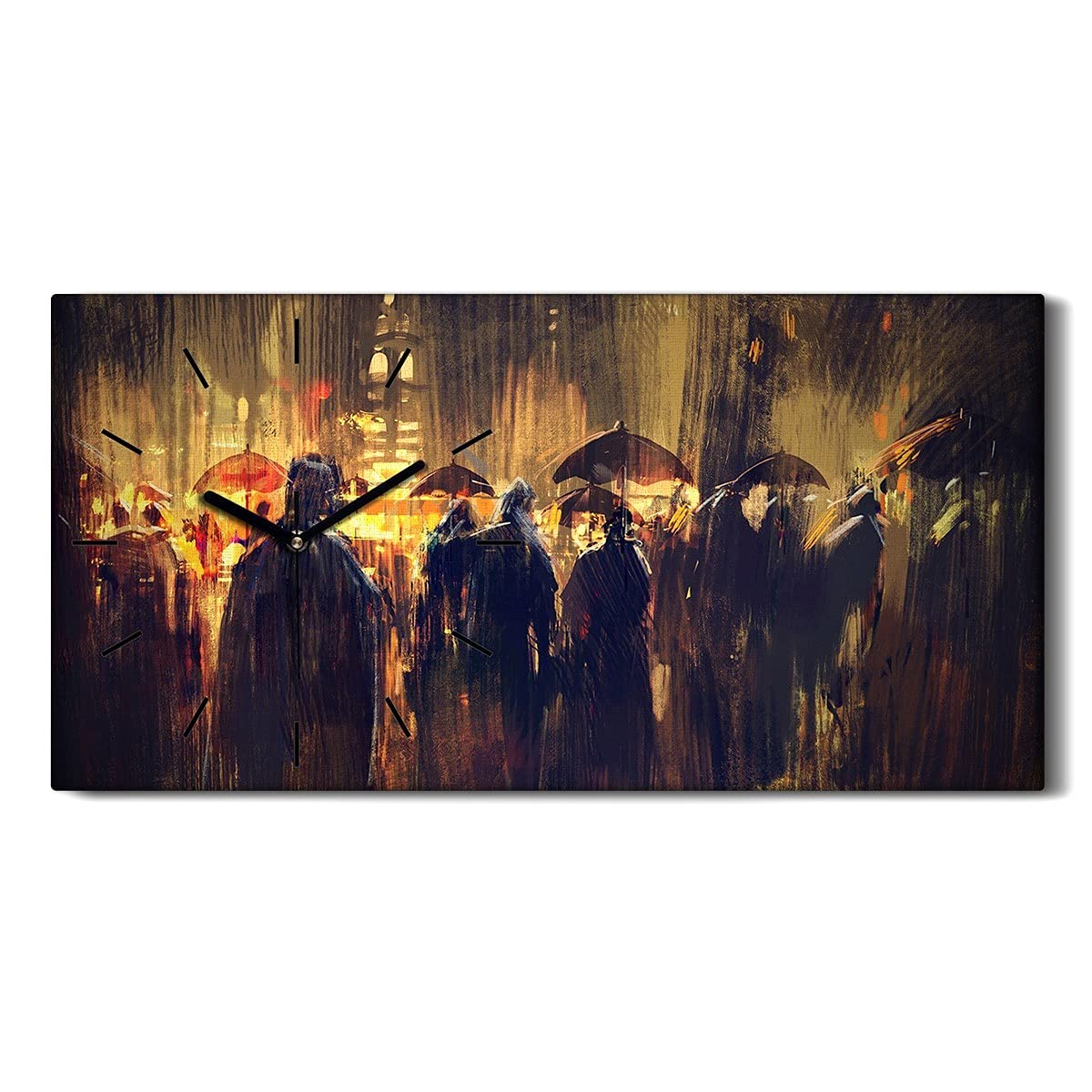 Art Mural Horloge sur Toile Fine 60x30cm Tableau Silencieux Chic