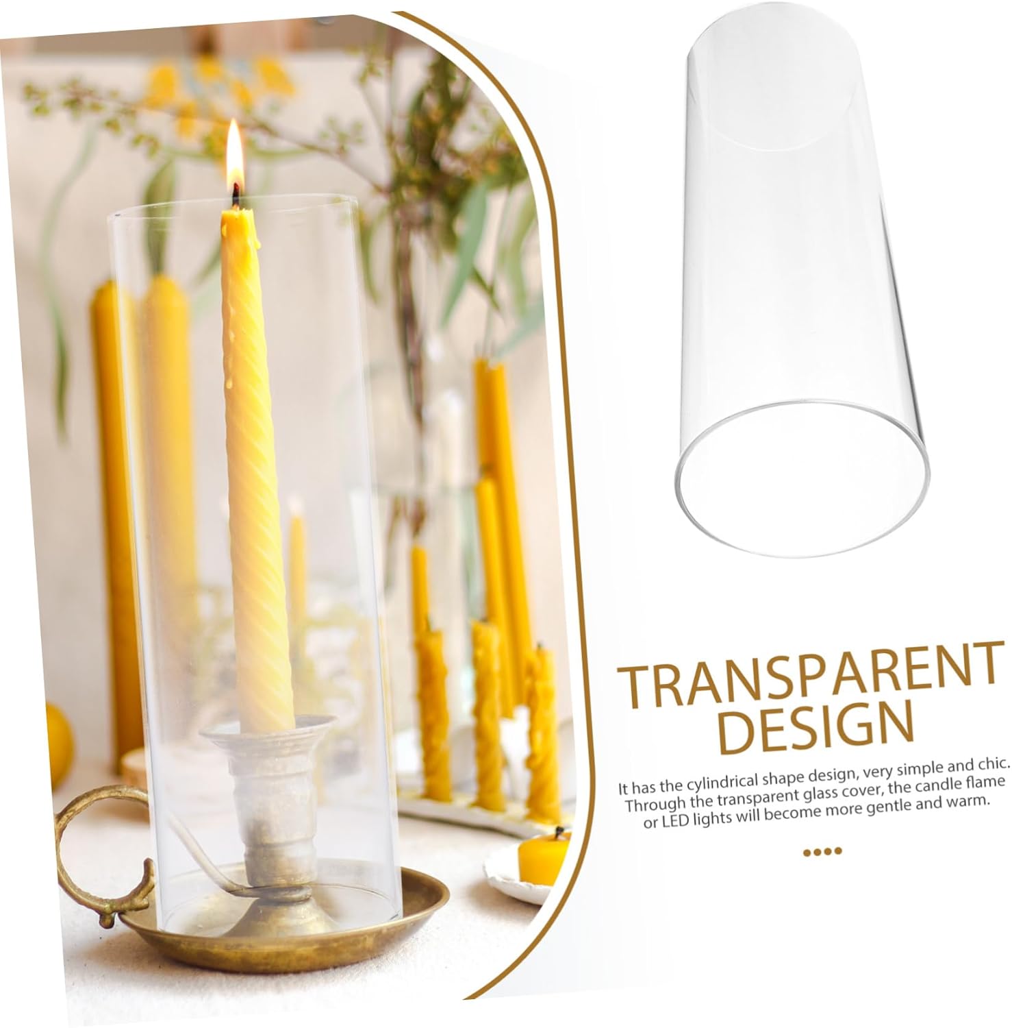 NOLITOY Candle Protective Glass Covers 4 Pieces Elegant Glass Candle Lampshade Home Decor