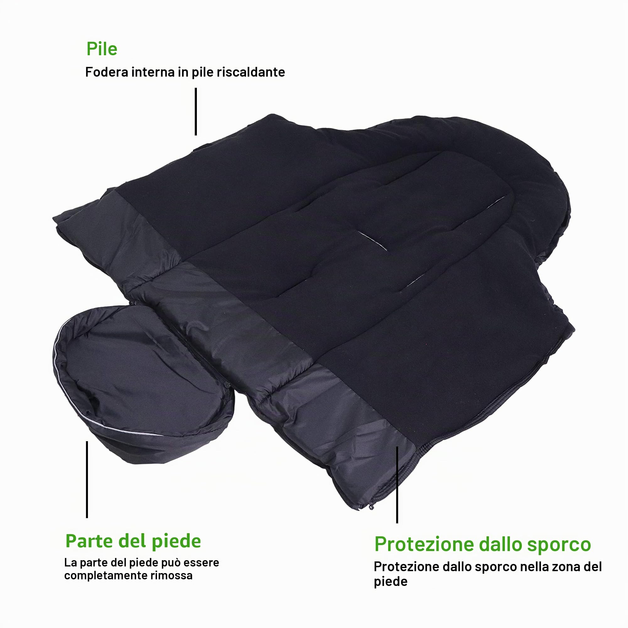 Kaiser Naturfelle 6570825 - Sacco invernale per passeggino "Iglu Thermo Fleece", colore: Nero