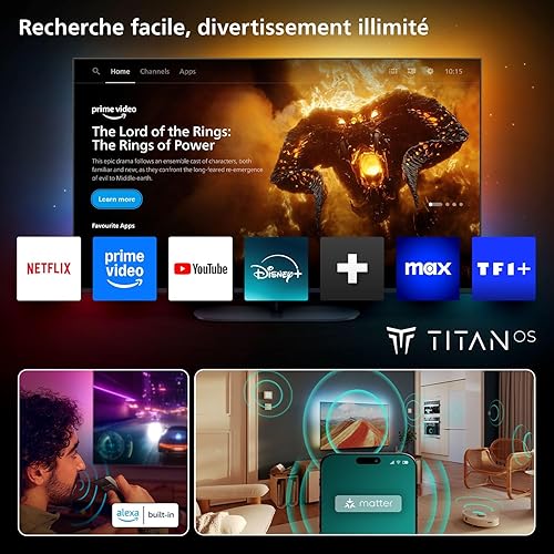 Philips Ambilight 65MLED910 'The Xtra' Mini LED 4K Smart TV - Écran 65 Pouces avec P5 Perfect Picture Engine Ultra HD, Titan OS, Dolby Vision et Son Dolby Atmos - 7