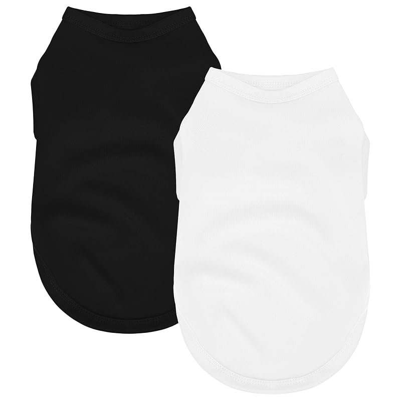 Camisetas leves e respiráveis para cães ZIAGAOP, secagem rápida, XL, Preto e Branco, pacote com 2