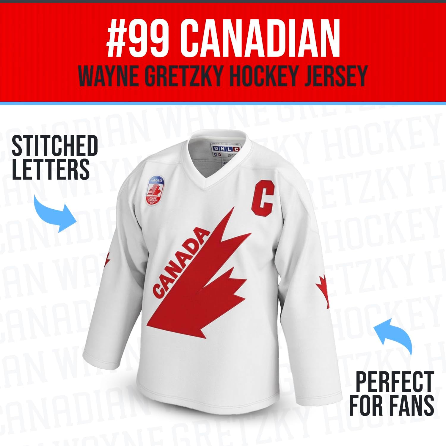 Wayne Gretzky #99 Labatt Team Canada Cup Jersey – 1991 Ice Hockey Shirt, Stitched Letters, Adult Sizes S–5XL - Image 2