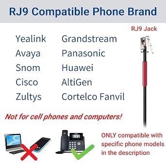 U10P-S Adapter RJ9 HIS Cable for Plantronics Quick Disconnect Headsets | Plantronics QD Coil Cord Compatible with Yealink T20P T21P T26P T23G T46G, Avaya 1608 9608 9611, Panasonic Snom Desk Phones