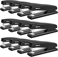 Amazon Basics 25-Sheet Non-Slip Desktop Stapler with 1000 Staples, Black - 12 Pack Office Staplers