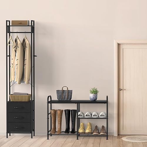 Miniatura 3 de CADUKE Garment Rack with Drawers, Small Clothes Rack Heavy Duty, Tall Clothes standing dresser for Bedroom, Living Room, Entryway, Black