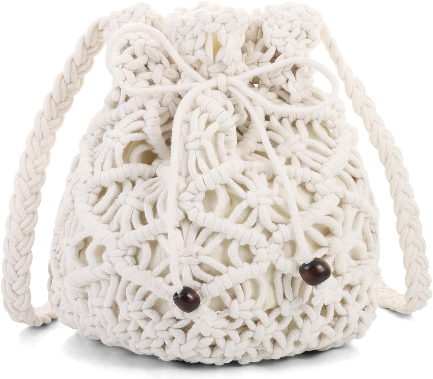 Ovida Crochet Mini Bucket Bag Summer Woven Beach Shoulder