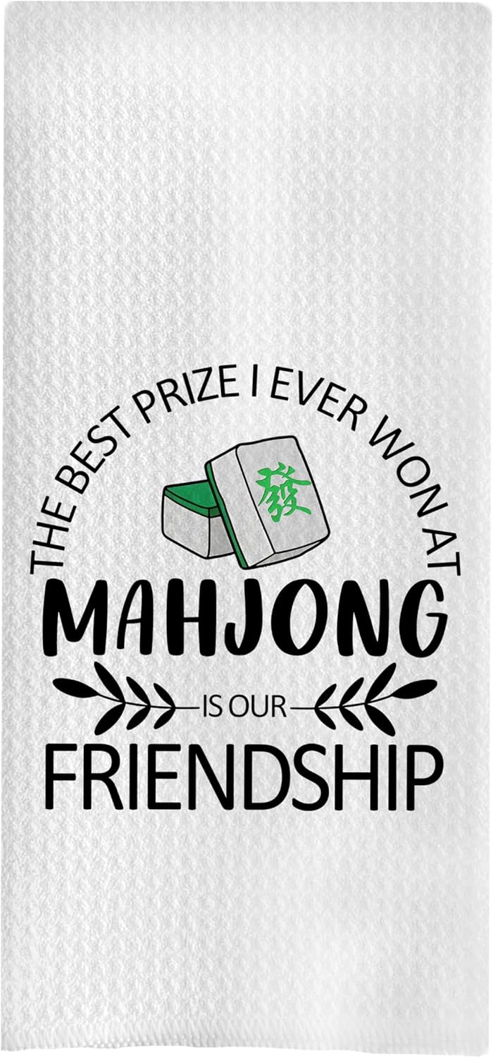 Mahjong Kitchen Towels - Decorative Waffle Dish Towels, Hand Tea Towels, Women's Gifts, 16x24 Inch