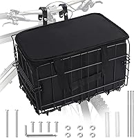 QUMMFA Foldable Bike Basket with Removable Waterproof Liner Bag - Quick Release Front Basket for Pets, Groceries, Ebike Accessories, 44lb Capacity