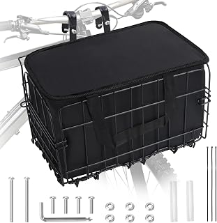 QUMMFA Foldable Bike Basket with Removable Waterproof Liner Bag - Quick Release Front Basket for Pets, Groceries, Ebike Accessories, 44lb Capacity