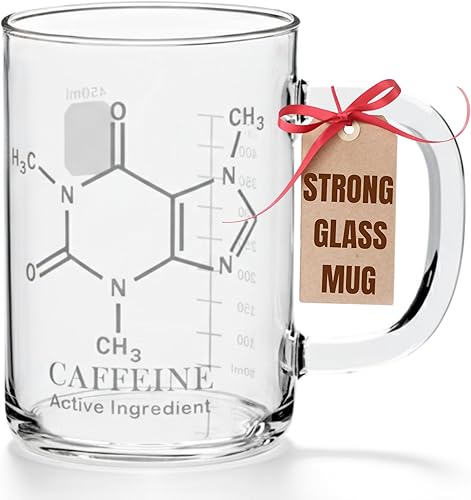 Beaker Mug - Clear Caffeine Molecule Coffee Mugs With Handle
