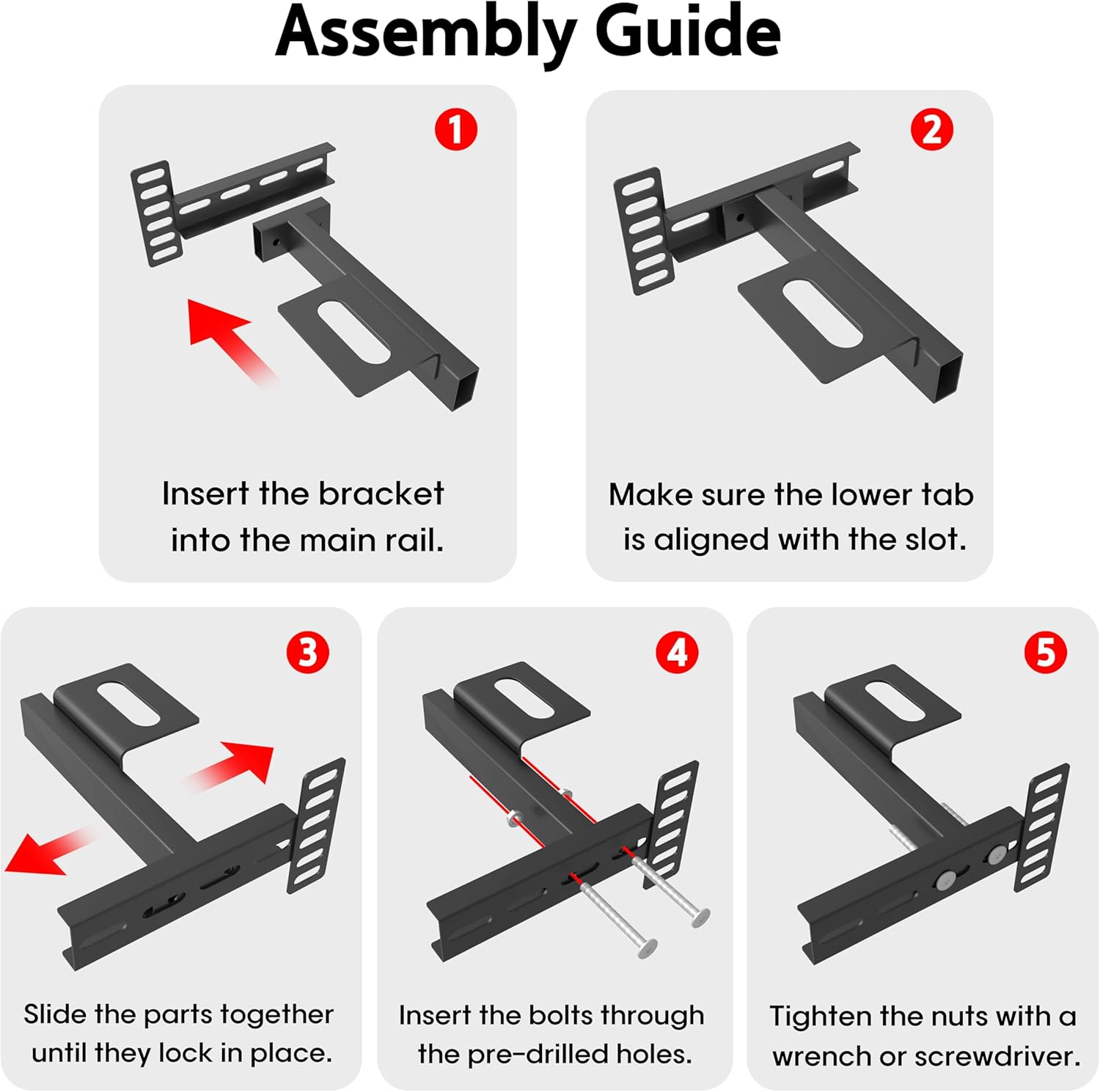 2 Pack Adjustable Headboard Brackets for Metal Bed Frame,Headboard & Footboard Extension Kit,Fits Twin Full Queen King (Check Hole Spacing),Matte Black