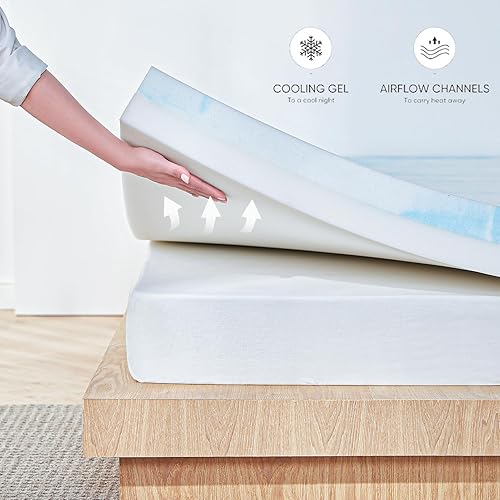 Miniatura 5 de LINSY LIVING Cubrecolchón de 3 pulgadas California King, espuma viscoelástica con infusión de gel refrescante, suave para colchón firme, certificado