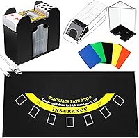 Vista 1 de Aoriher Juego Combinado de Blackjack, Incluye Fieltro de Diseño de Blackjack, Zapato, Barajador Automático de Cartas de 6 Mazos, Bandejas Porta