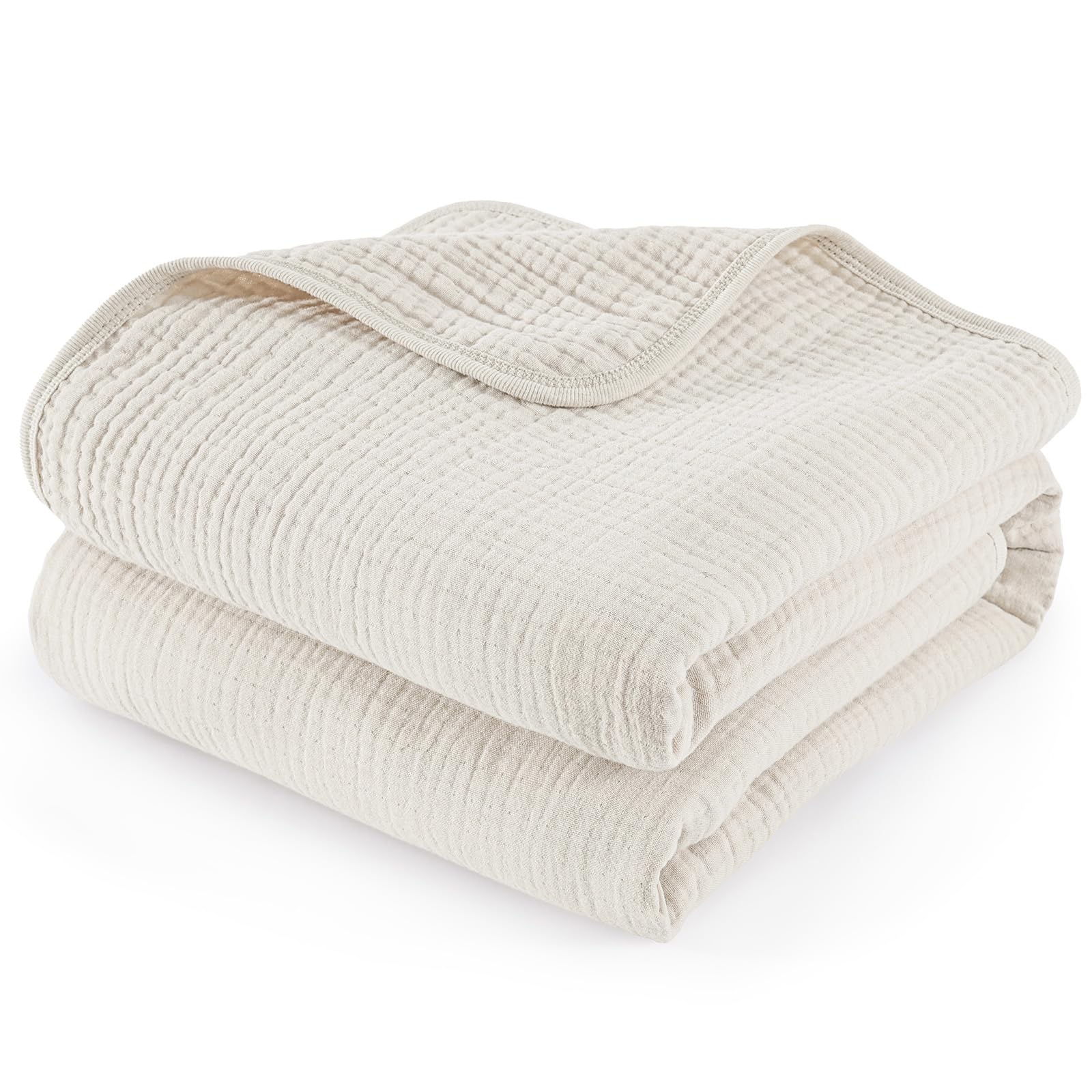 david's kids baby muslin blankets 47" x 47", 4-layer 100% cotton muslin blanket for summer, ultra soft breathable and lightweight receiving blanket for boys girls, gentle baby wrap swaddle, oat milk