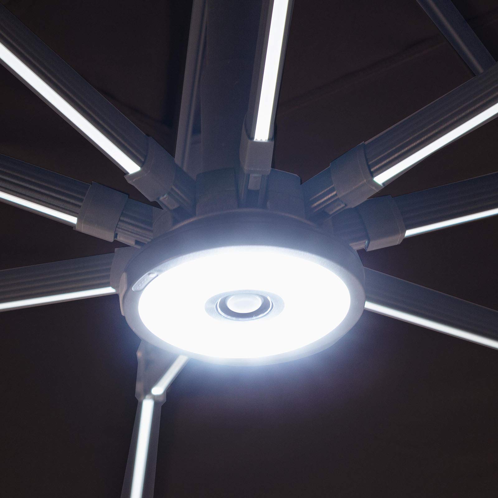 Bizzotto BIZZ-795364 Lampada LED Ombrellone Stintino, Panarea, Lipari, Ricaricabile Tramite Cavo USB, Intensità Luminosa Regolabile, Bianco, 33x33x38.5 cm