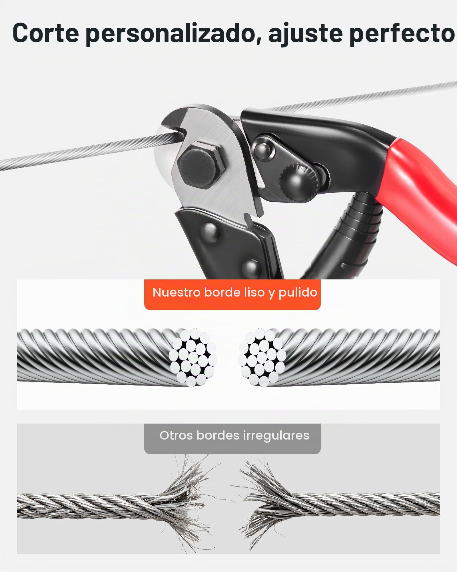VEVOR Cable de Acero Inoxidable 316 Diámetro de 3,2 mm, Rollo de Cuerda de Alambre 152,4 m, Resistencia a la Rotura de 798,3 kg, Construcción de 1 x 19, para Barandillas y Enrejados de Jardín