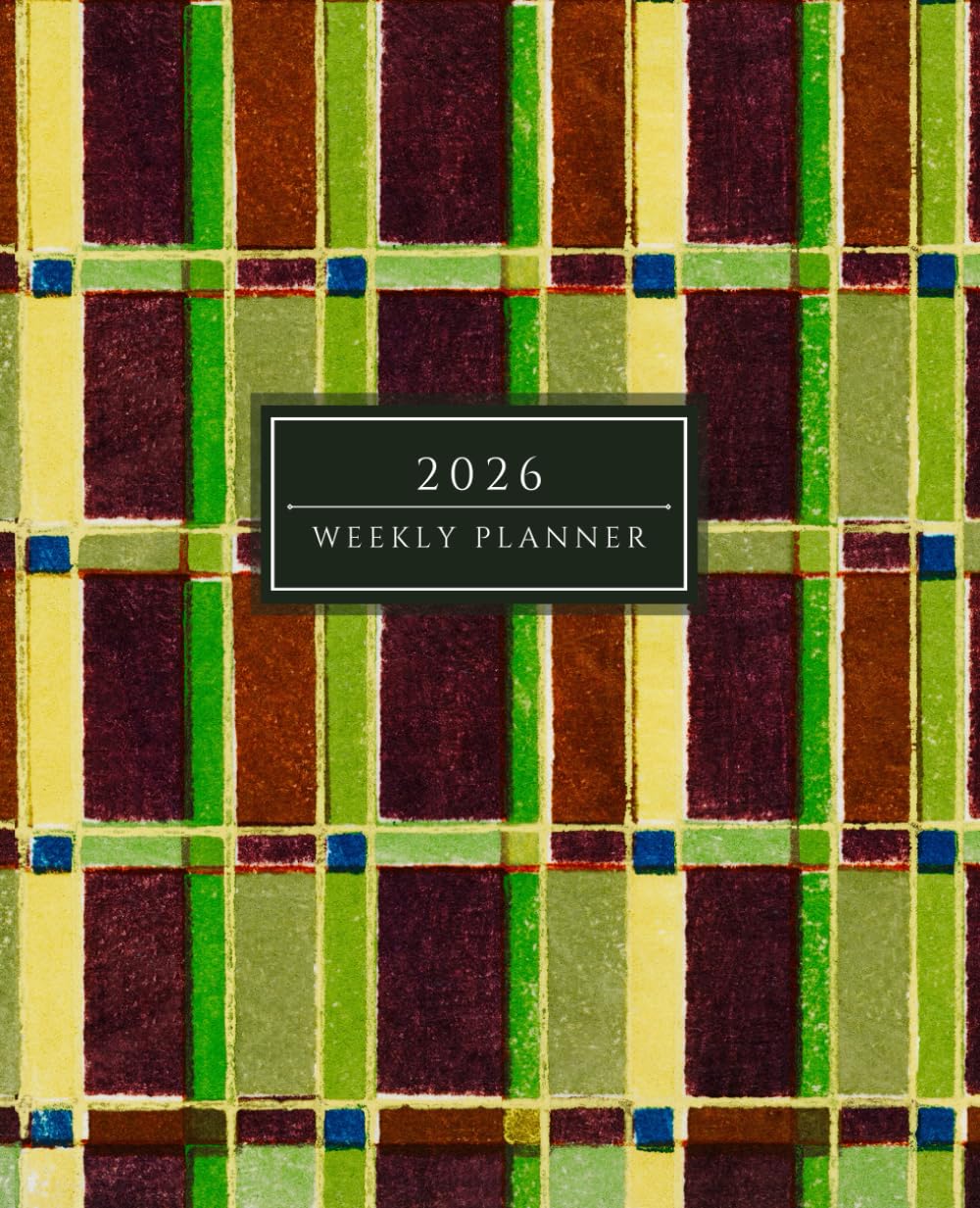 2026 Weekly Planner: 12-Month Calendar, Monthly and Weekly Spreads, Budget Tracker, Notes, and Contacts - Geometric Design - 140 Pages, 7.5" x 9.25"