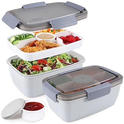 Caperci Salad Container for Lunch 2 Pack(Grey)