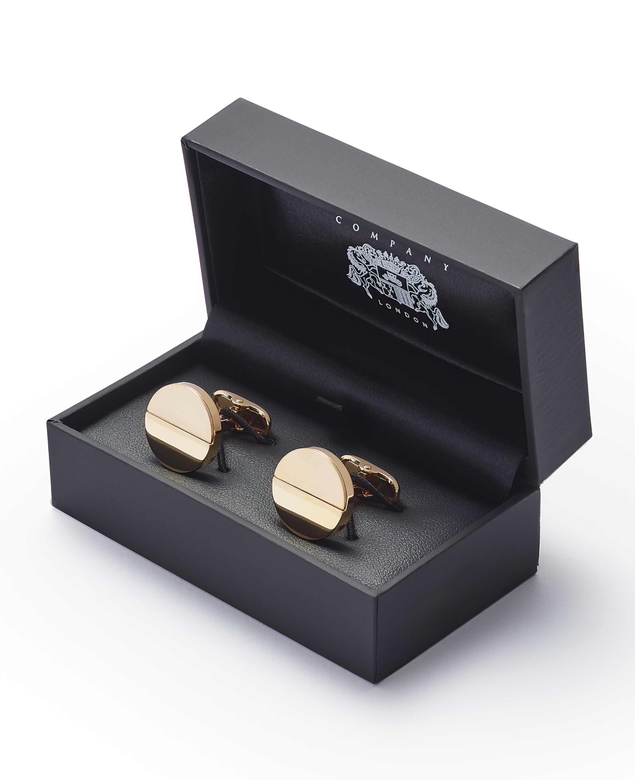 THE SAVILE ROW COMPANY LONDON Gemelos circulares chapados en oro de 18 quilates para hombre