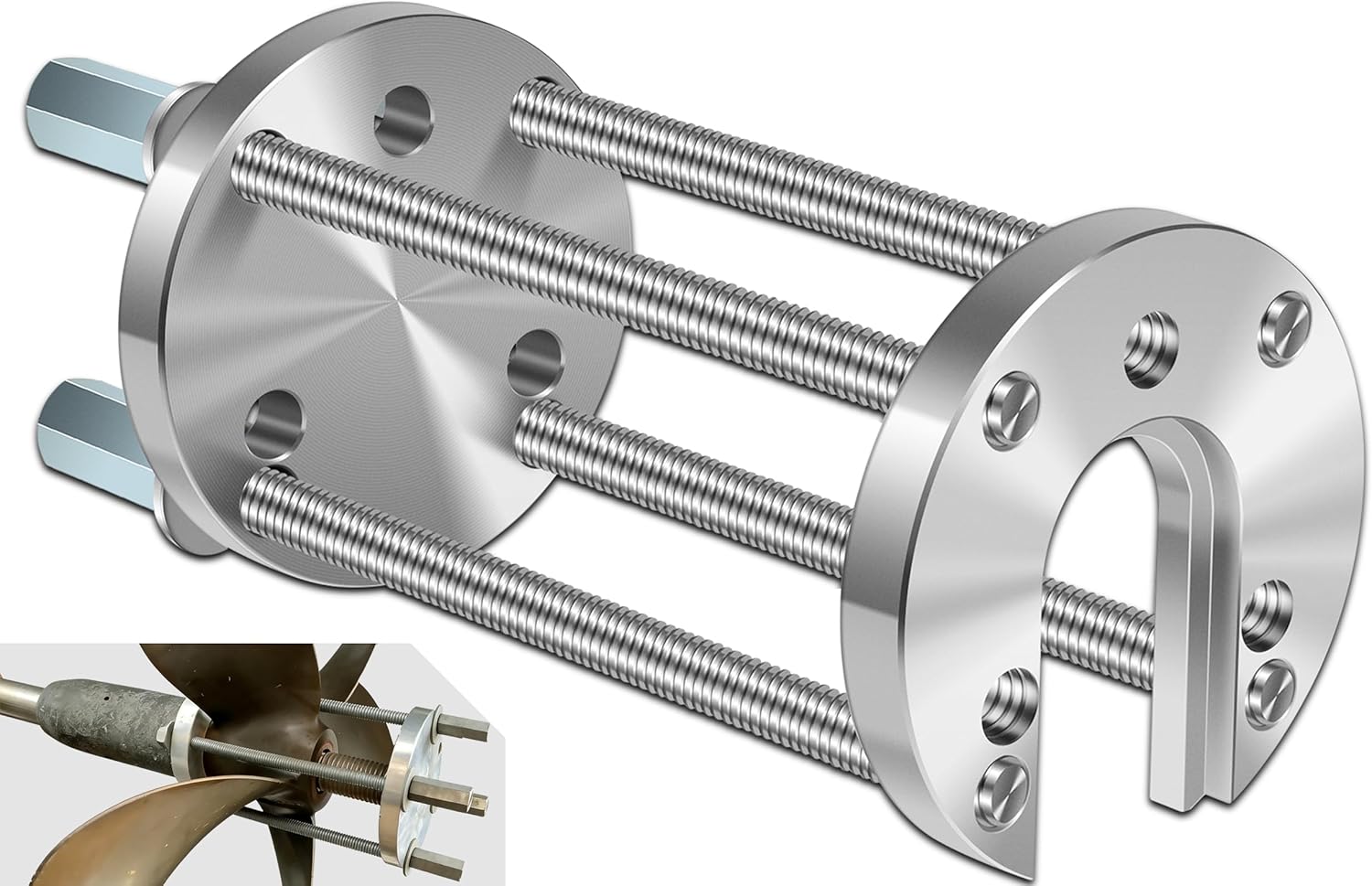 Bonbo for Marine Boat Prop Puller Tool K-812 Compatible with 3 & 4 Blade Propellers, Heavy Duty Boat Propeller Removal Tool Fits for Prop Shafts from 1-1/4" to 1-1/2"