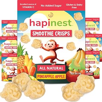 Hapinest Smoothie Crisps - Healthy Snacks for Kids, Pineapple Apple, 12ct | Freeze Dried Fruits & Vegetables, Healthy Fruit Snacks, Toddler Snacks, No Sugar Added, Gluten & Dairy Free Snacks