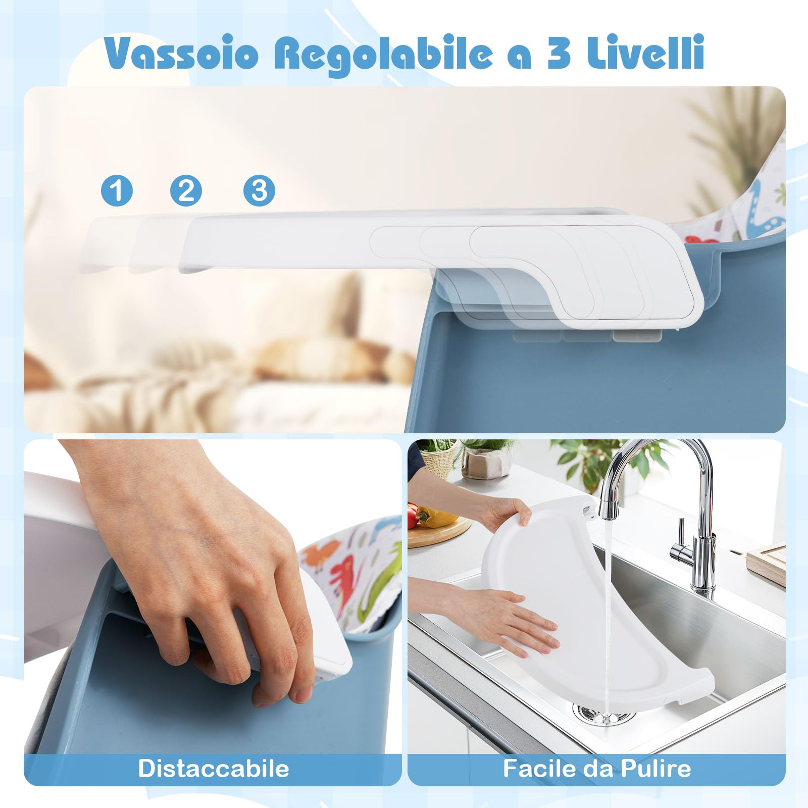 COSTWAY Seggiolone Pappa per Bambini 16 in 1, Seggiolone Convertibile con Cintura e Vassoio Rimovibile, Sedia Evolutiva per Neonati 6-36 Mesi con Piano Bifacciale, 3 Giochi e Cestino (Verde)