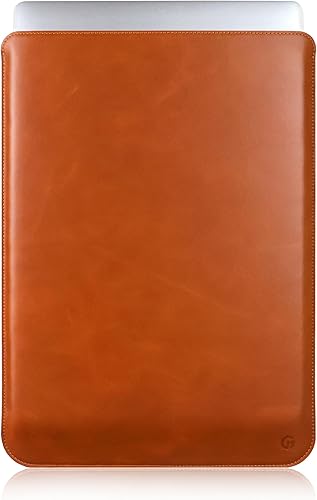 Casemade Funda de piel auténtica para laptop MacBook Pro y Air de 13, 14, 15 y 16 pulgadas, piel auténtica de grano completo con forro de lana suave