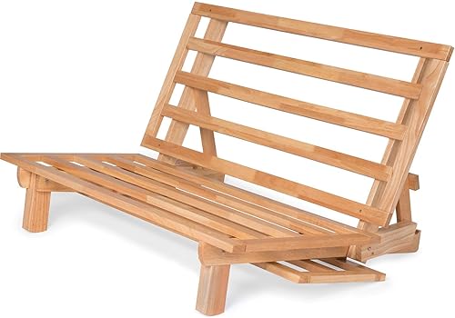 Miniatura 7 de Marco triple de madera de sofá cama, futón de madera - (Ahorro de espacio, acabado natural) Ideal para espacios pequeños, casas rodantes y muebles