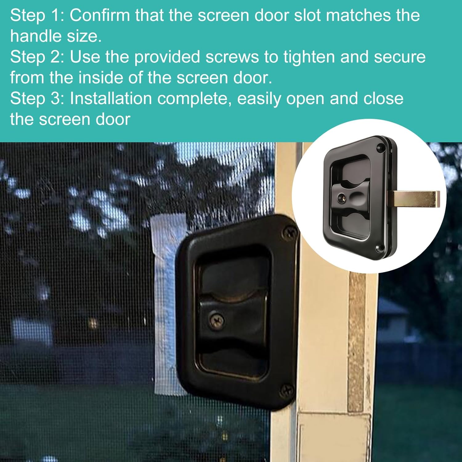 A 187 Sliding Screen Door Handle for Prime-Line Pull Screen Door,Screen Door Handle & Latch Compatible with Various Screen Doors - 2 Pack