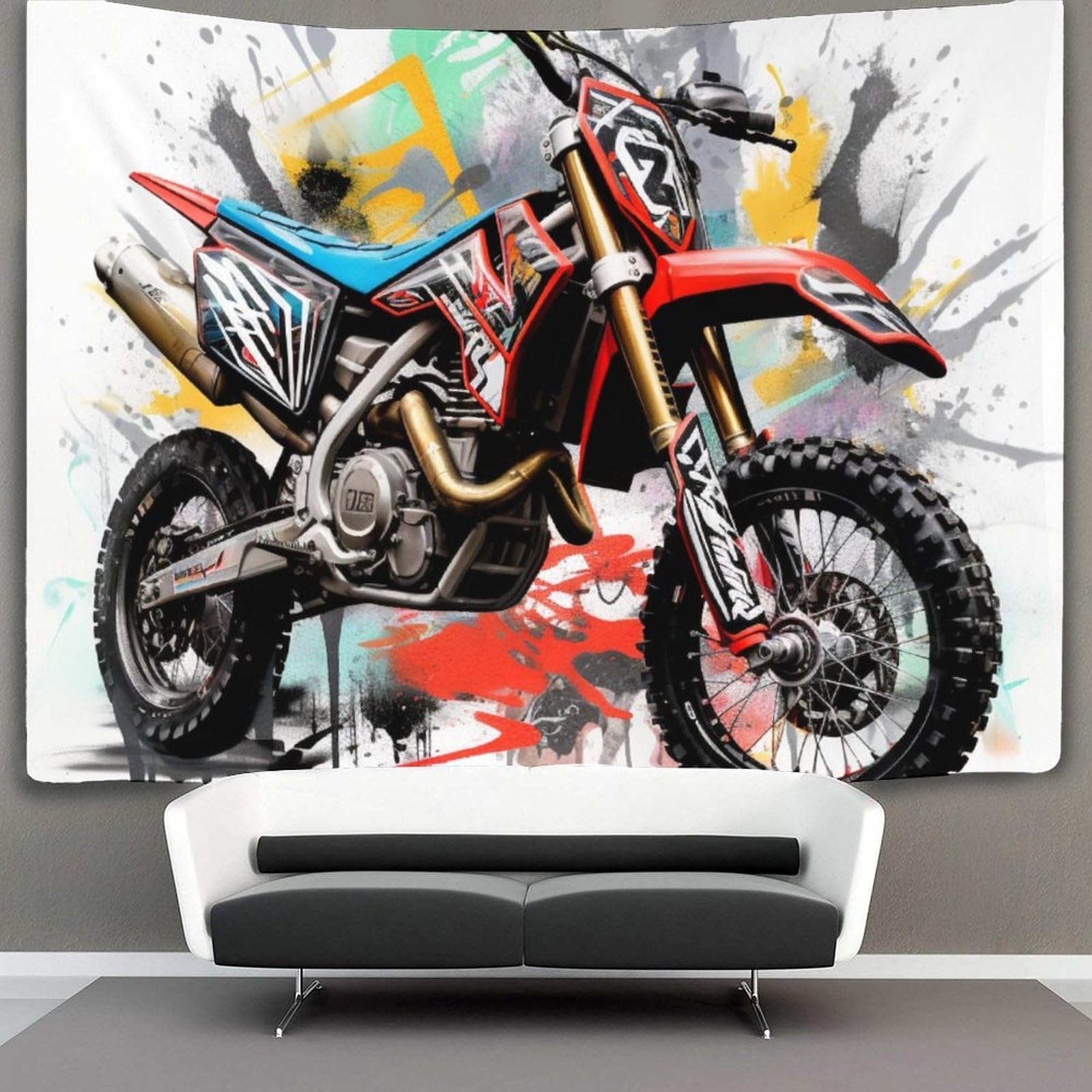 Kkpbhtyvg Style-7 3D Motocross Bike Printed Wall Blanket Home Decoration Bedding Poster Wall Art Tapestry Wall Hanging Tapestry Soft Polyester For Bedroom Living Room, Dorm & Room Decor 100Cmx150cm
