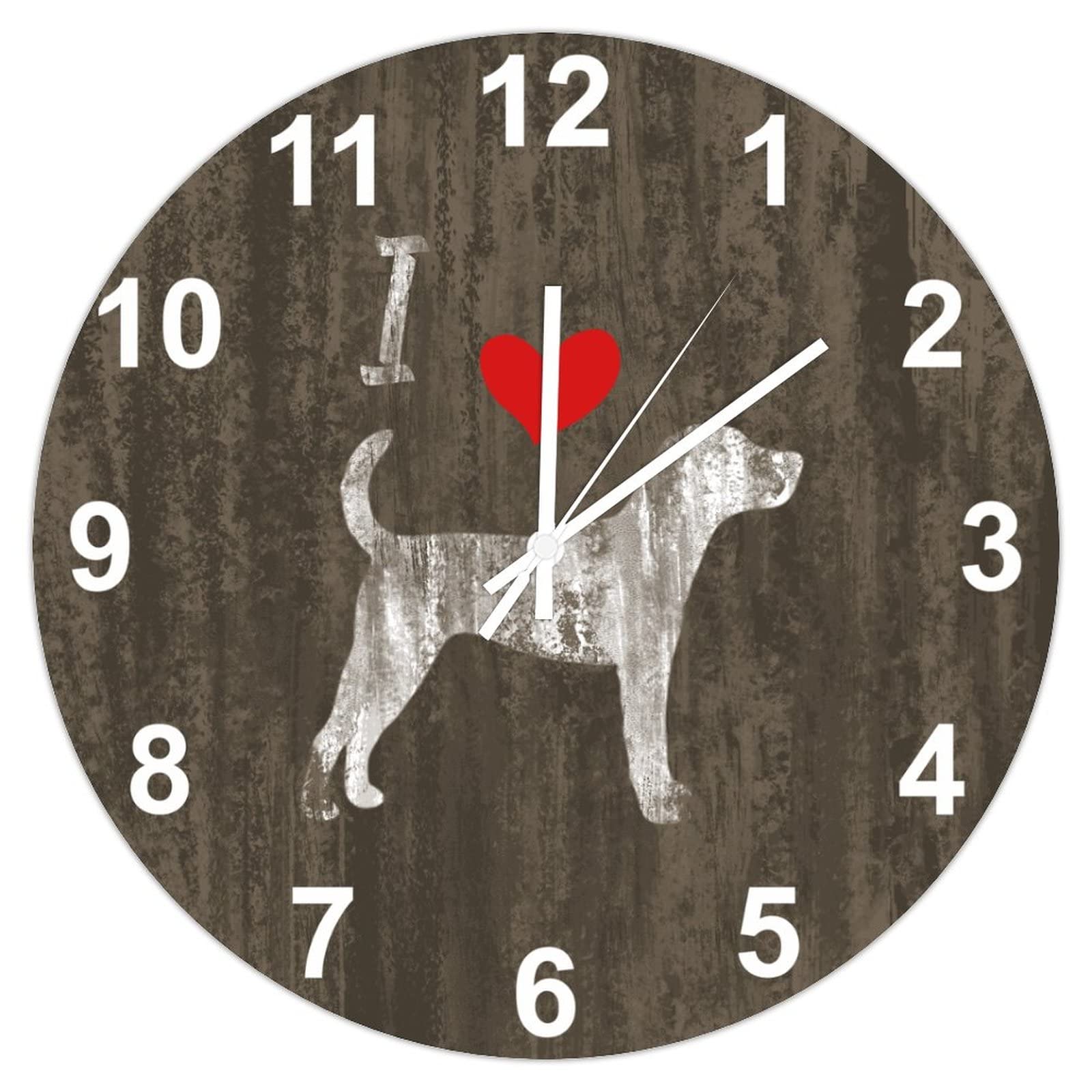 Horloge de salon motif chien et cœur rouge pour une chambre apaisante