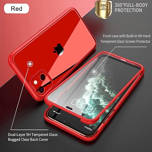 Miniatura 4 de UBUNU Funda para iPhone 13 Mini con protector de pantalla vidrio templado 9H integrado, protección de cuerpo completo 360 de doble capa protectora