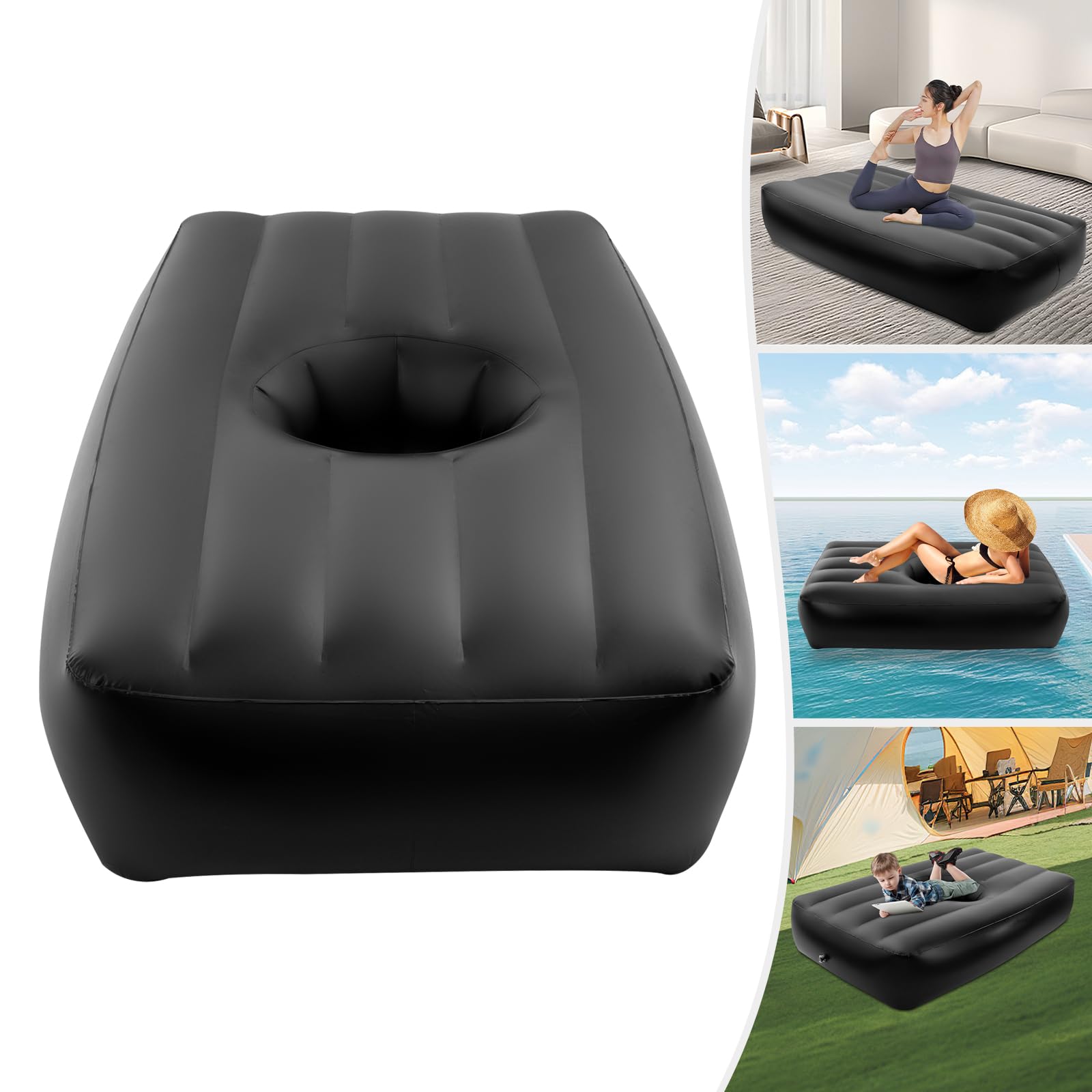 Unndysrt Inflatable BBL Mattress with Hole Design - Portable Air Bed with Electric Air Pump, Designed for Post-Surgery Comfort and Sleep; Black