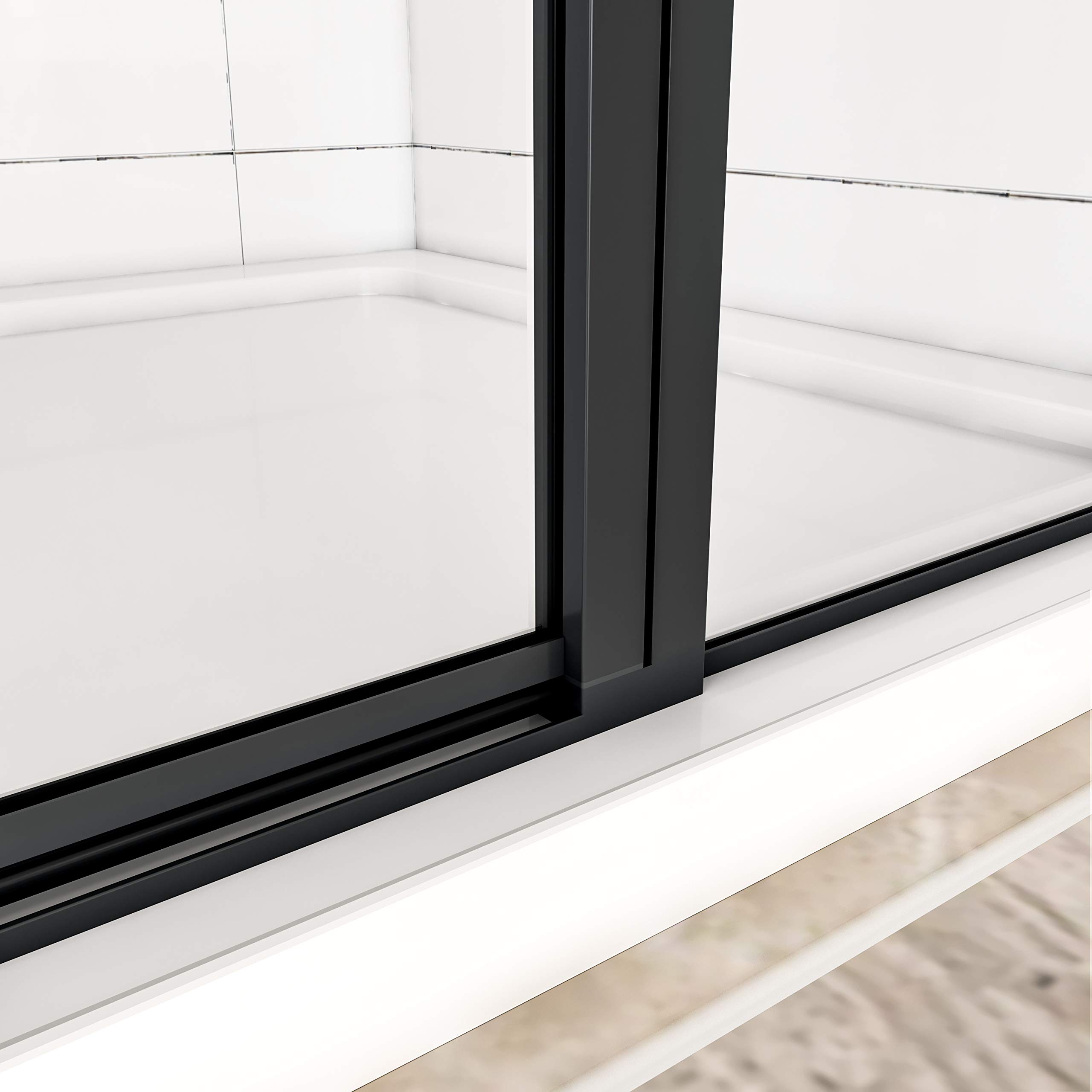 AICA porte de douche pivotante 120x185cm NOIR MAT en verre anticalcaire installation en niche