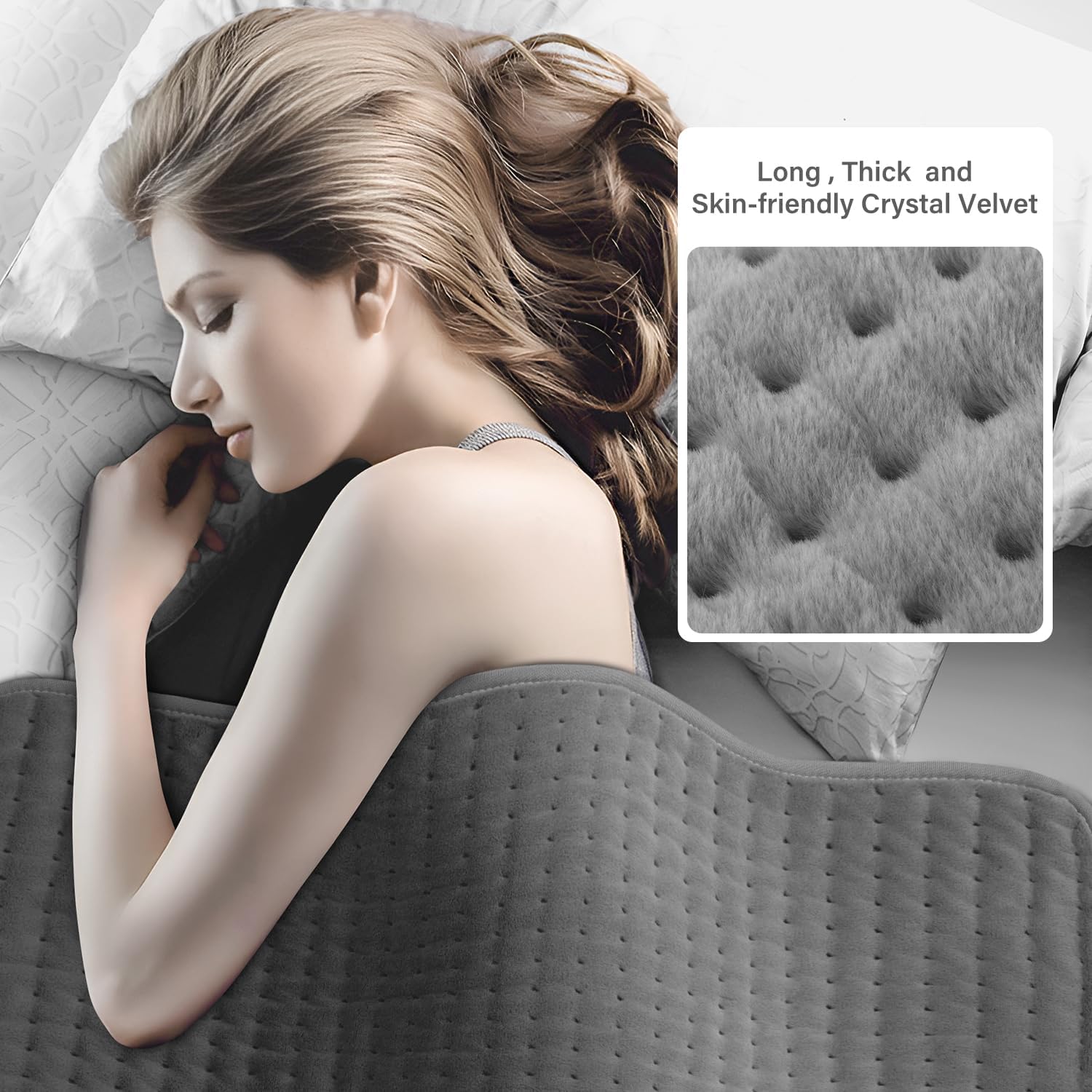 XXXL Heating Pad for Back & Women, Electric Large Heating Pads for Period Cramps Shoulder Neck Legs Pain Relief, 17"x33" King Size Heat Pad, Auto Off, Birthday Mother’s Day Gifts for Mom Dad Women Men - Image 8