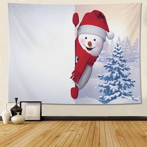 PTETEYA Tapiz de Navidad para hombre, diseño de bolas de Navidad, para invierno, nieve, Navidad, sombrero, bufanda, tapiz de gnomo para colgar en la