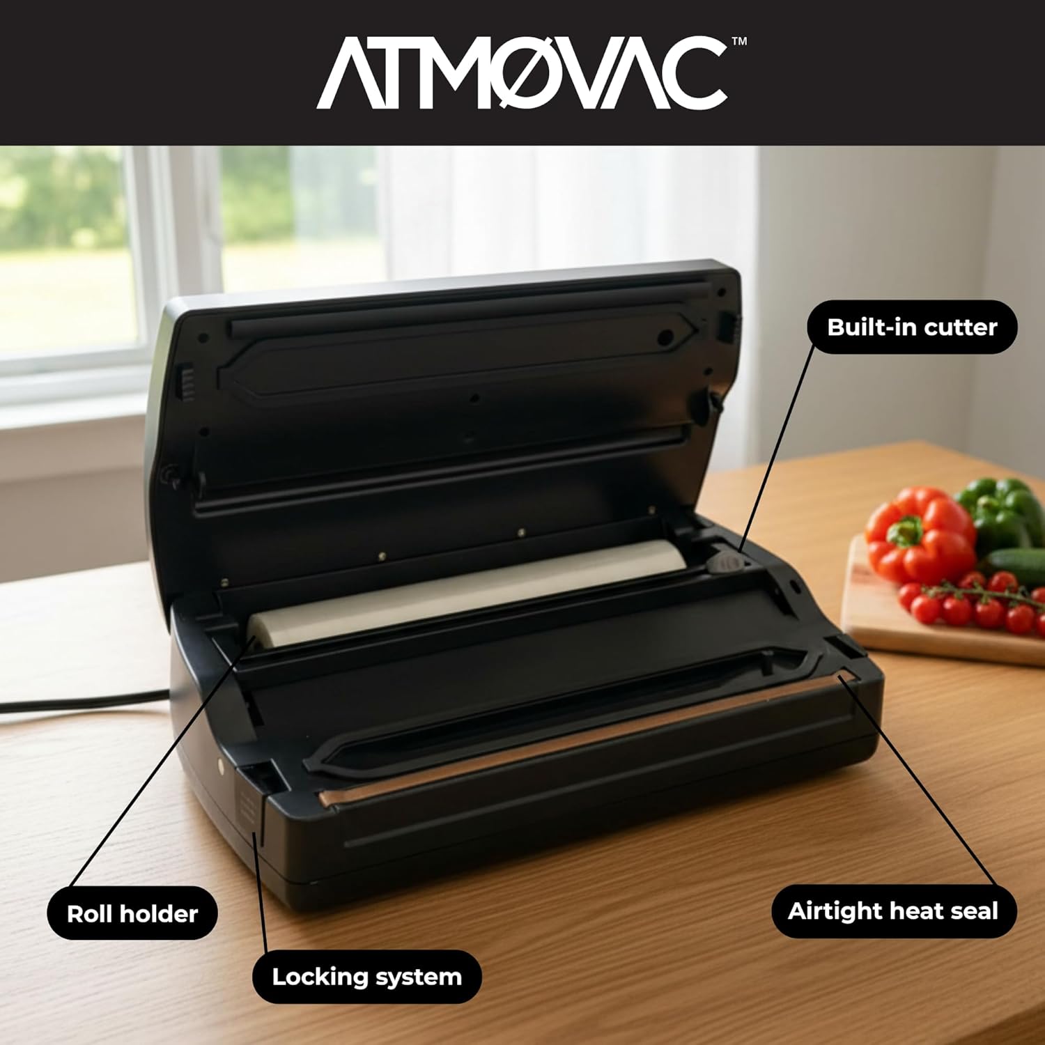 SANTA ANA Vacuum Sealer Machine – Compact External Vacuum Sealer for Food Preservation – Dry & Moist Modes – Ideal for Home Use – Stainless Steel Design