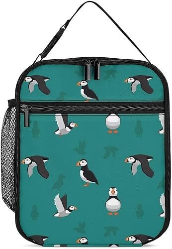 Atlantic Puffins - Bolsa de almuerzo portátil con aislamiento para conservación en frío, divertida bolsa de comida