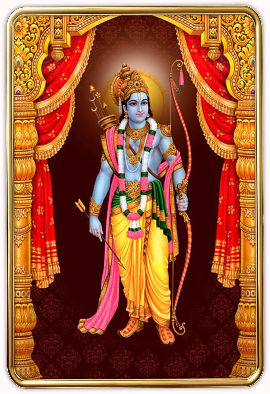Shree Ram Photo Frame, Gold Slim, 12x18 Inch, Sparkle Laminated 2121