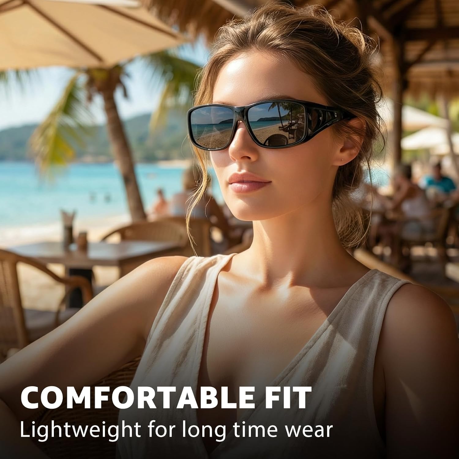 Myiaur Polarized Fit Over Glasses Sunglasses for Men Women, Wear Over Glasses with UV400 Protection Wraparound for Driving