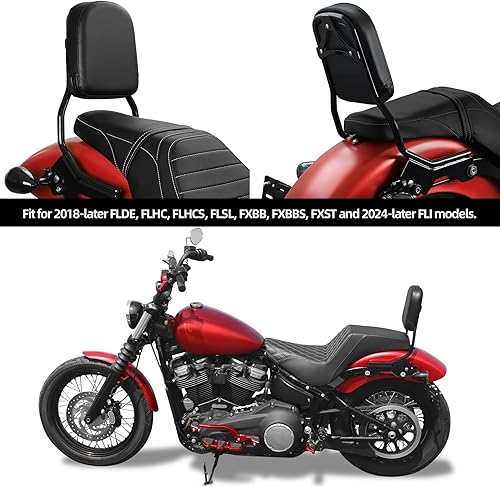 Miniatura 3 de TCMT Respaldo vertical de barra Sissy estándar con kit de accesorios de acoplamiento para Harley Heritage Classic FLHC Street Bob FXBB 2018-2023