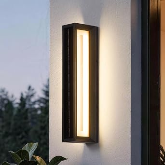 20 Solar Wall Lights Outdoor Waterproof, Solar Sconce Lights Outdoor | 1 Pack Dimmable Front Porch Light Fixtures, 3000K LED Modern Exterior Wall Sconce, Dusk to Dawn Garage Wall Lighting for Deck